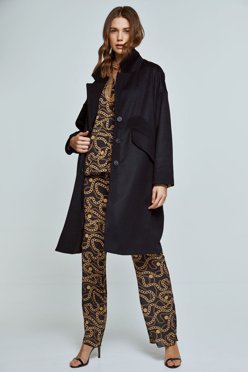 Black wool and cashmere -blend coat 