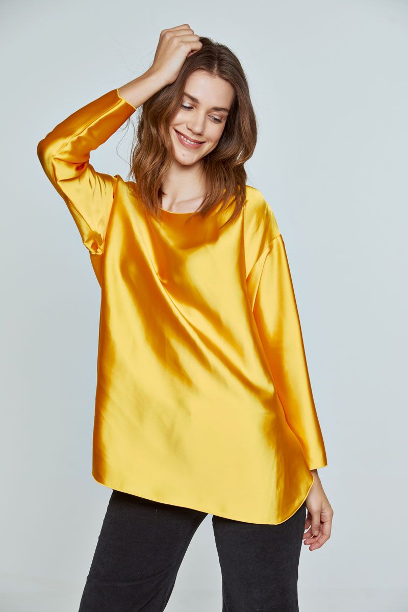 Yellow satin blouse 