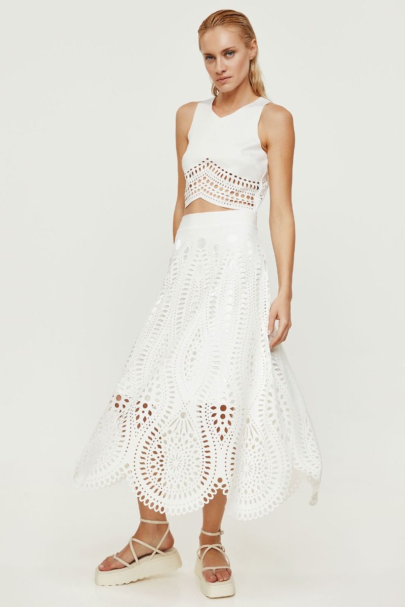 Midi closs skirt in white