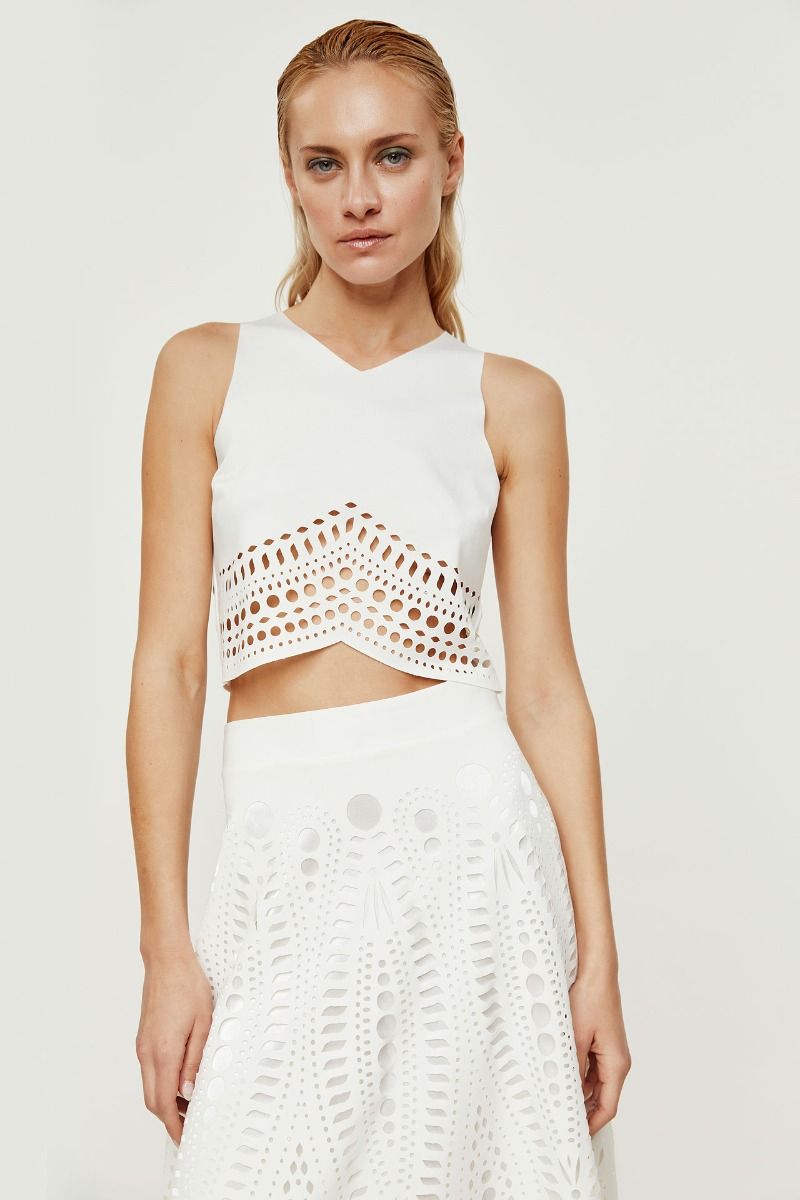 Cropped tank top in white