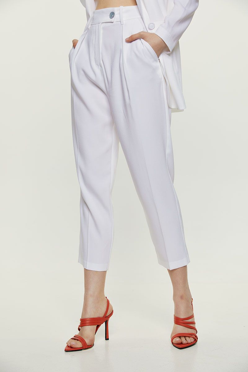 Loose pants with tucks in viscose crepe
