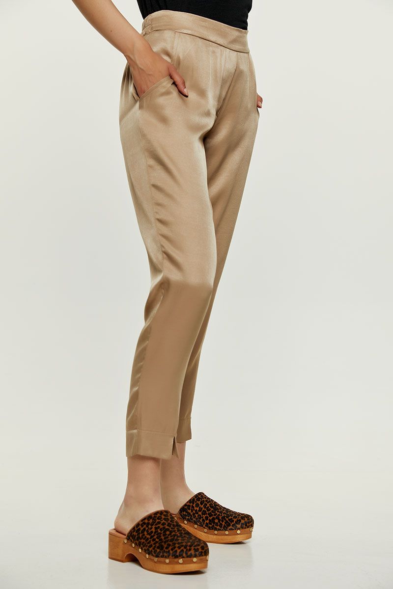 Viscose pants with elasticated waistband
