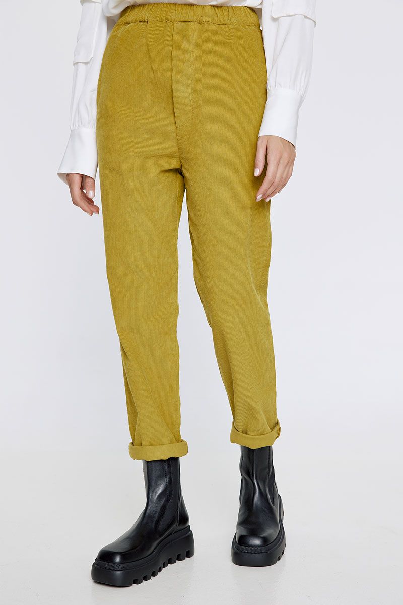Cotton-blend corduroy tapered pants 