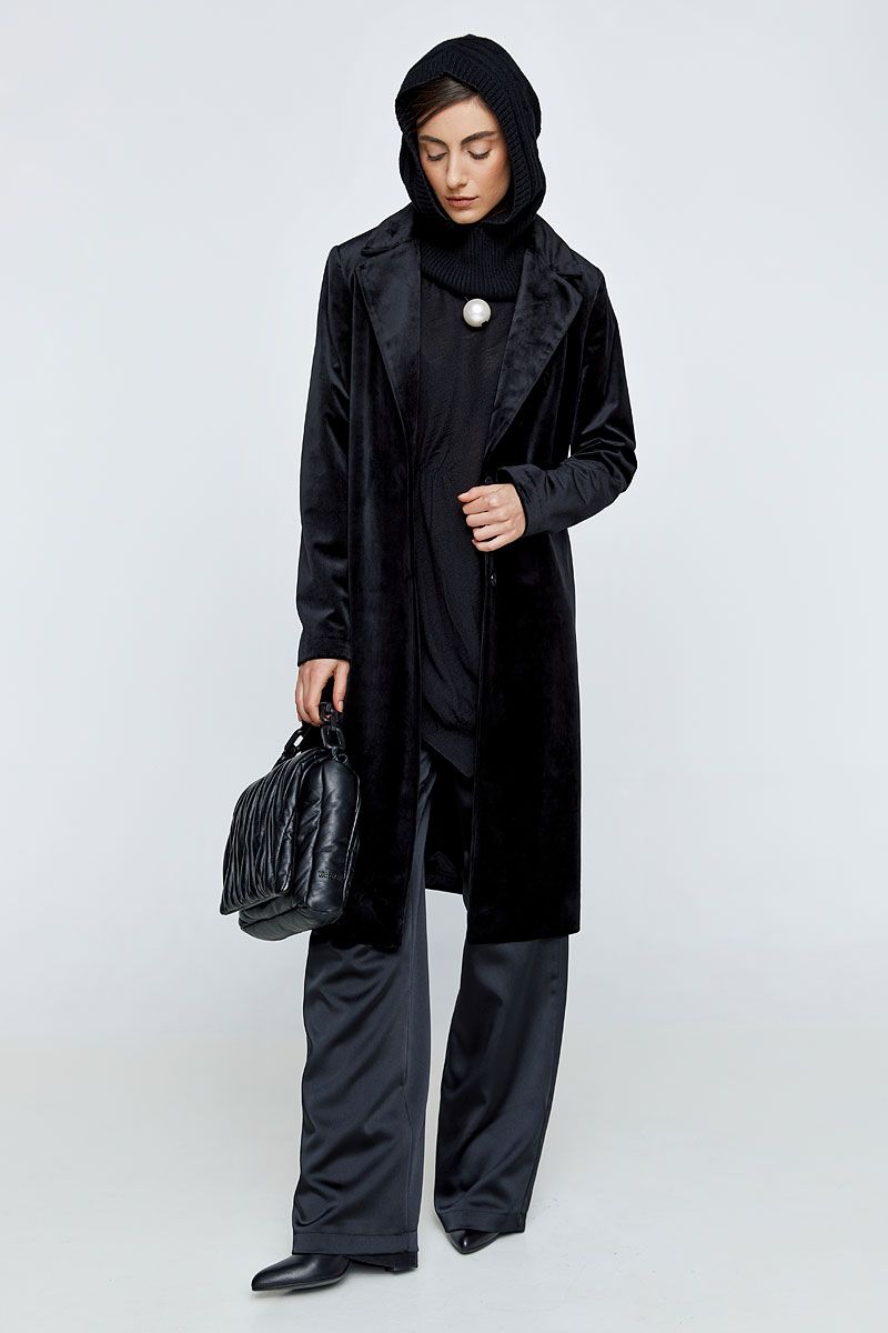 Black velvet coat