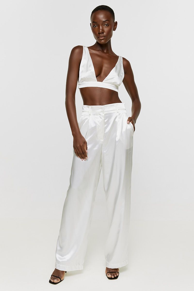 TFNC Tall Bridal satin trousers in ivory  ASOS