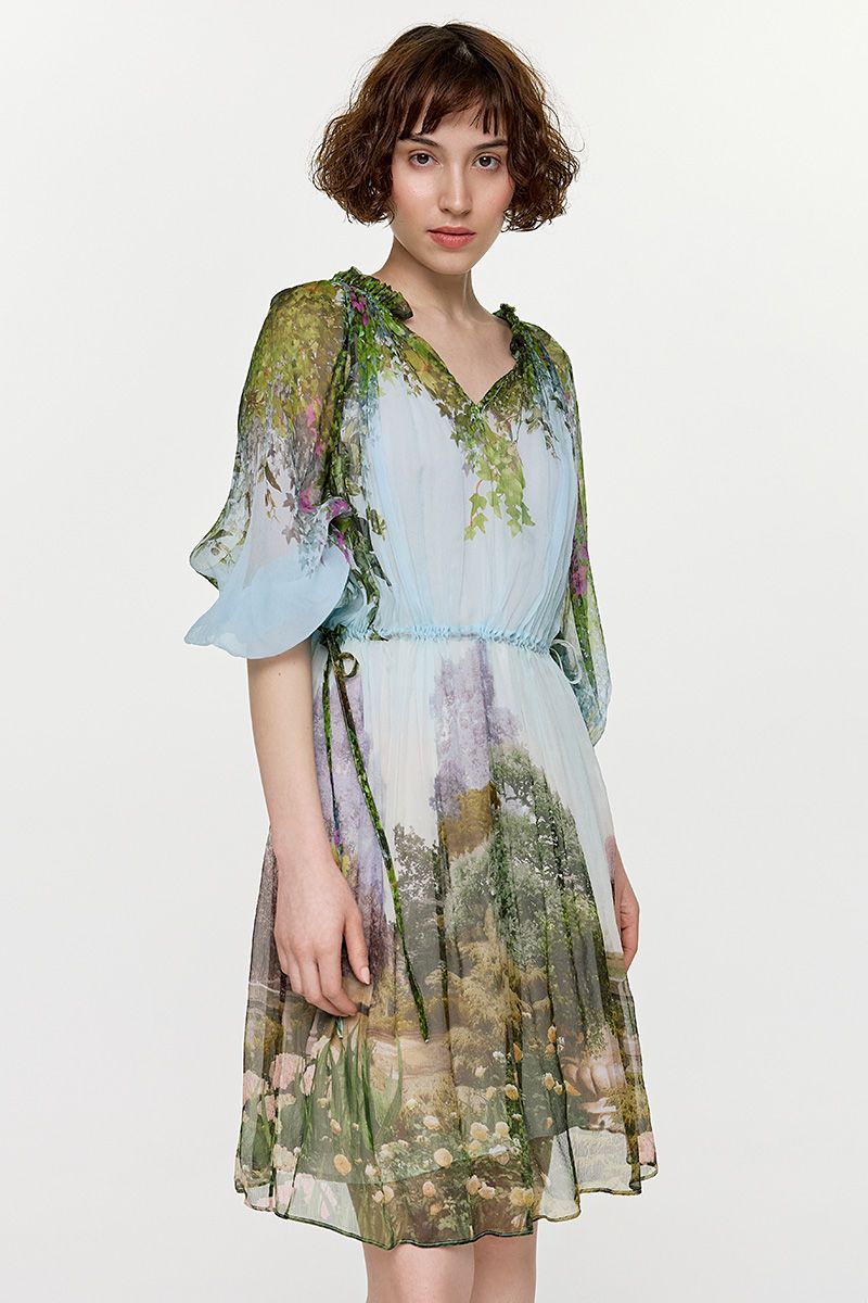 Σιφόν φόρεμα με floral prints