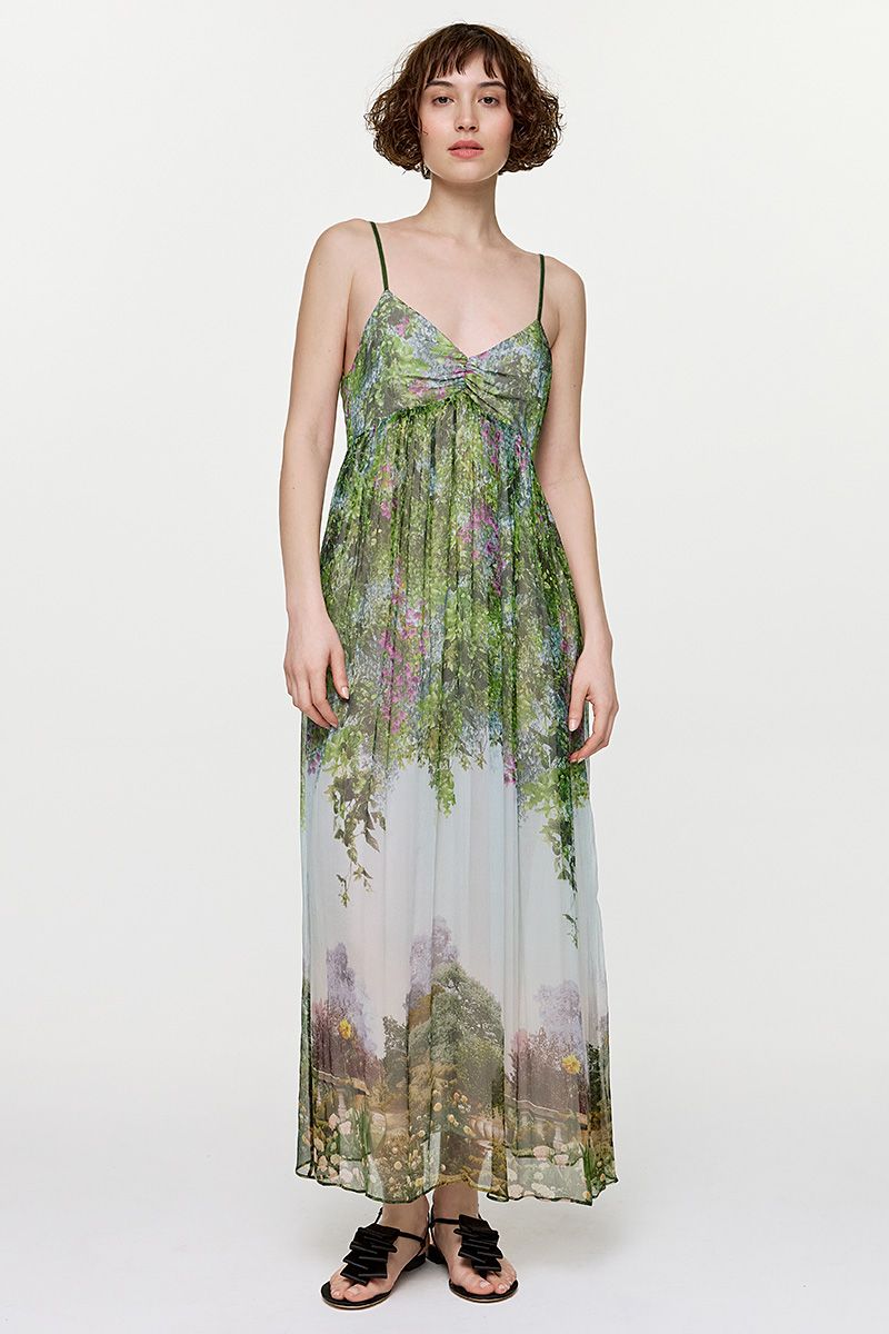 Σιφόν μάξι φόρεμα με floral prints
