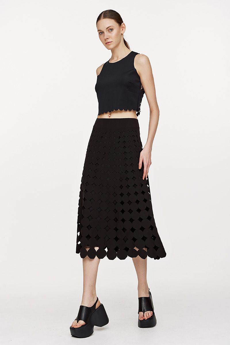 Midi A-line skirt in black 