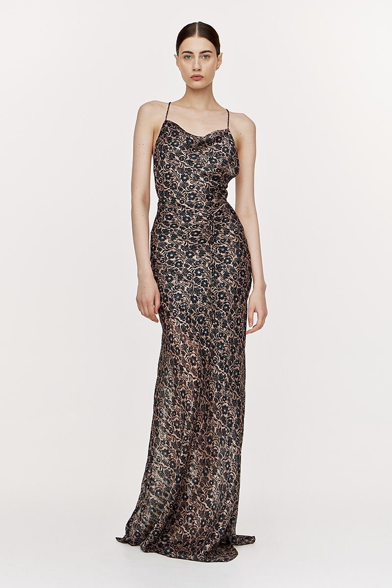 Maxi printed dress with open back 
