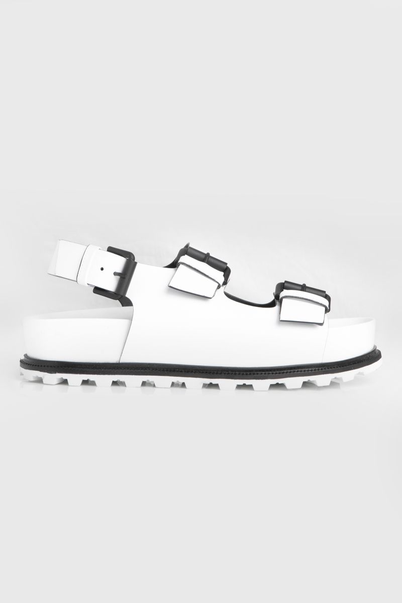 White footbed sandals with straps