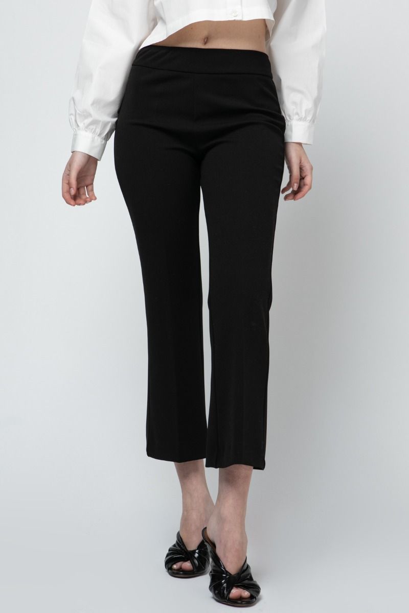 Black cropped flared pants 