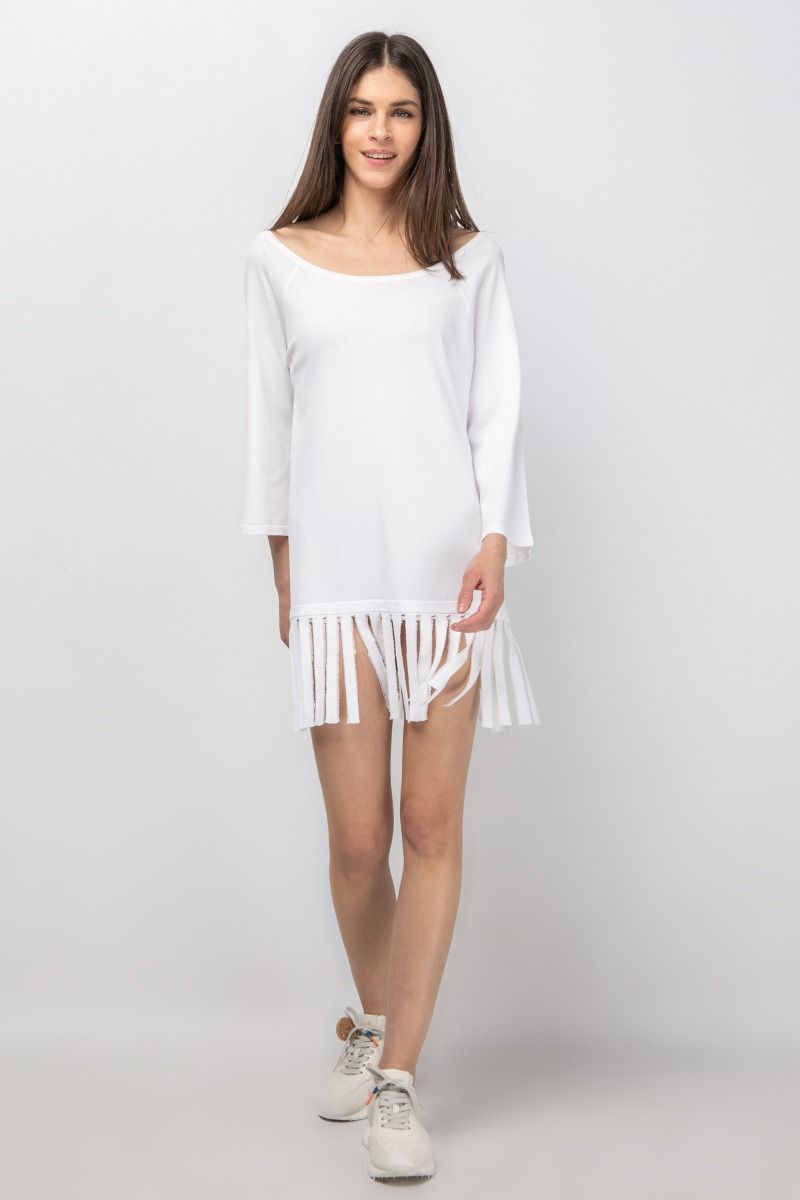 Knit blouse with fringes 