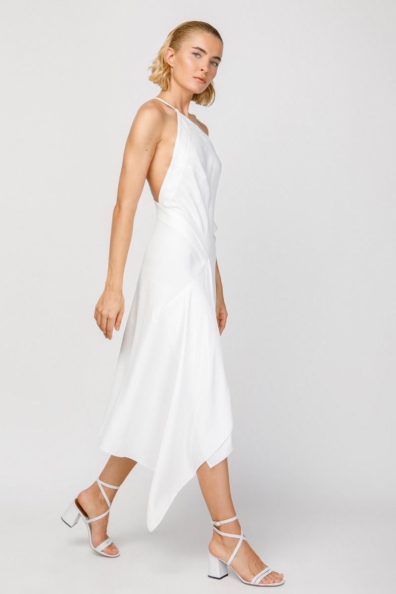 One-shoulder white dress 