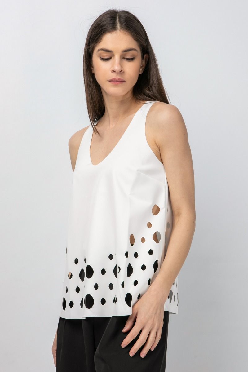 Tank top in white rayon 