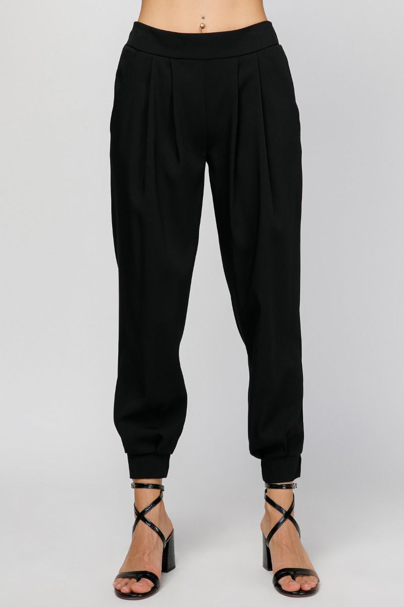 Crepe trousers with cuffs