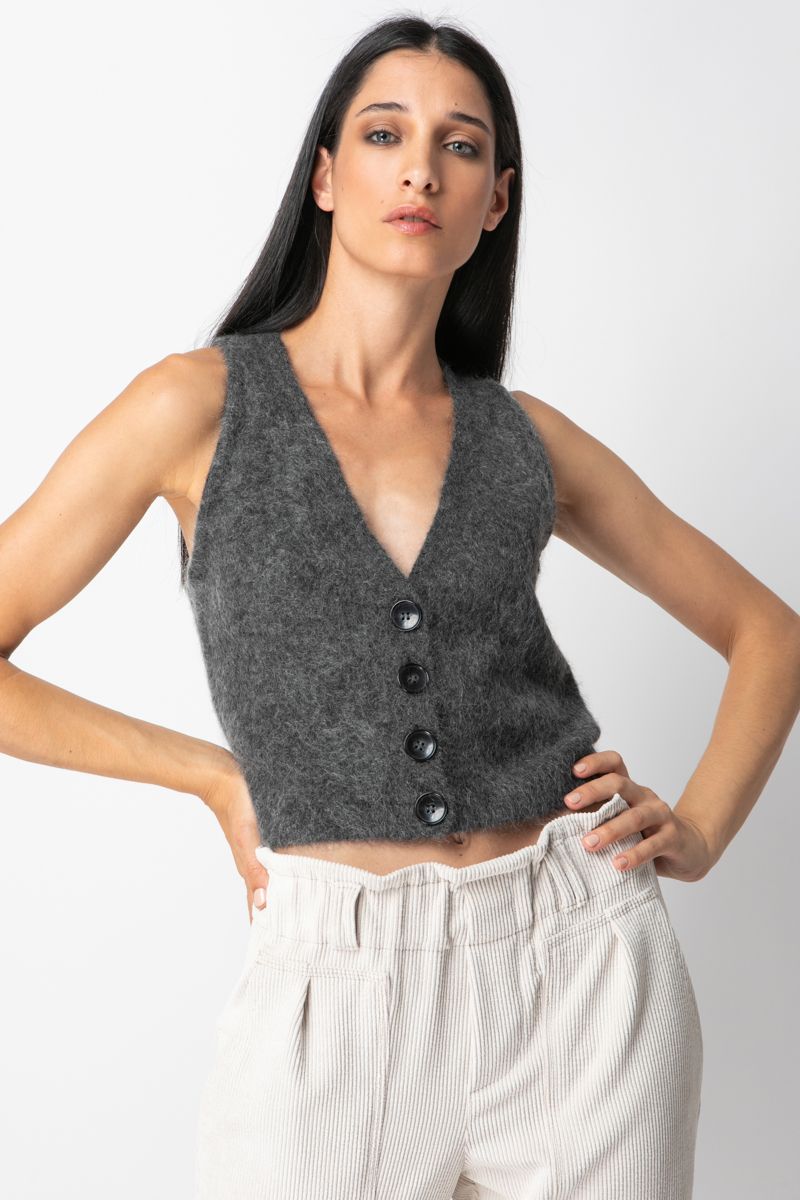 Soft mohair knitted vest