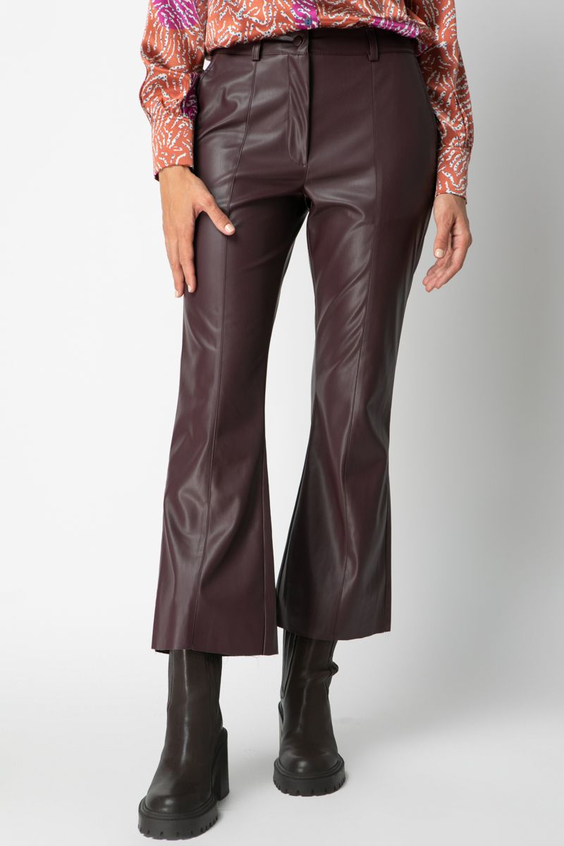 Vegan leather cropped flared pants