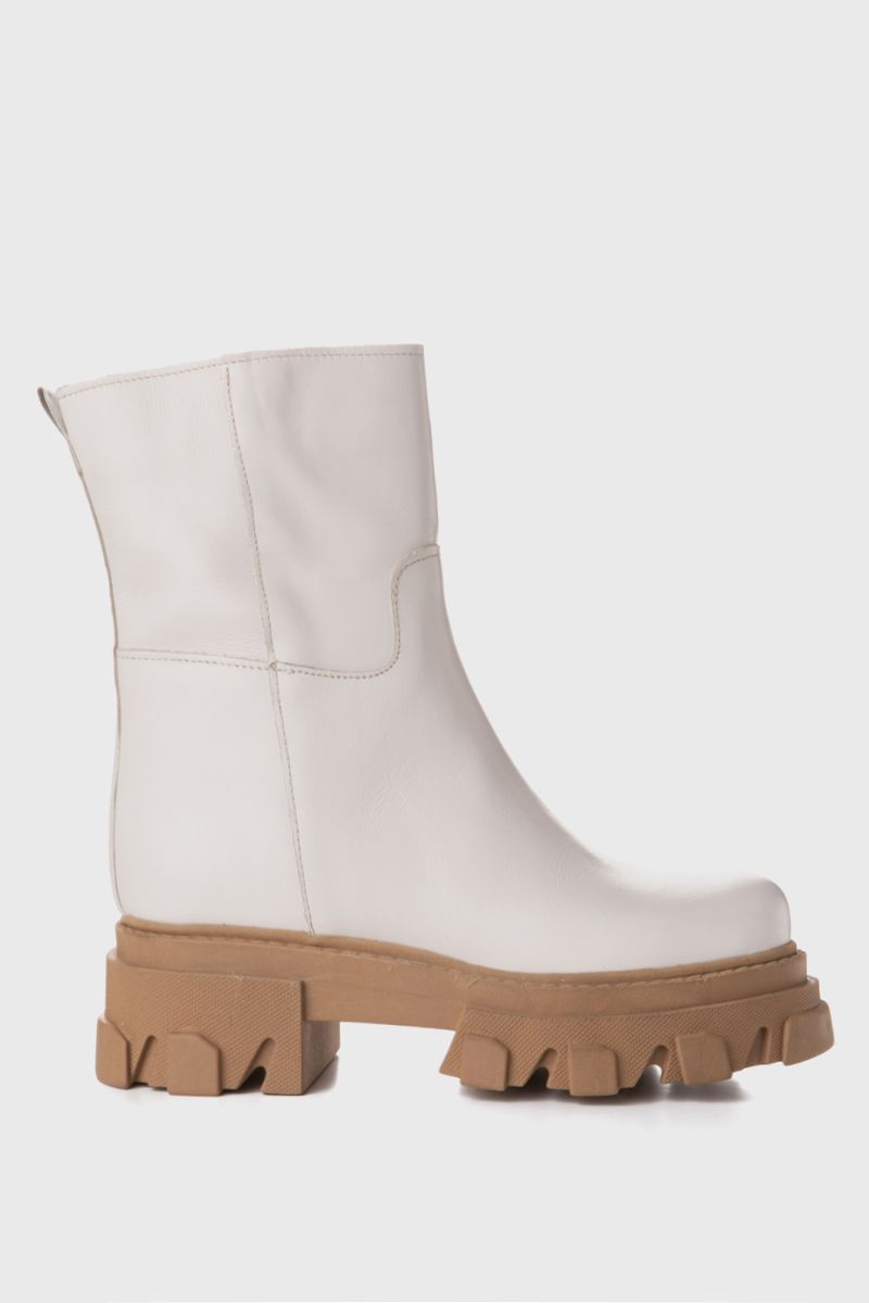 White ankle boots with chunky sole