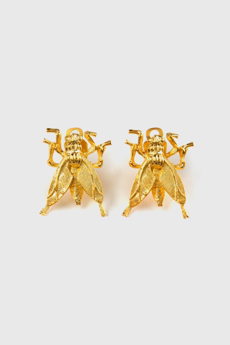 Wasp metal clip earrings