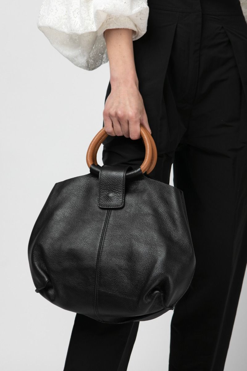 Mini μαύρη tote  τσάντα 