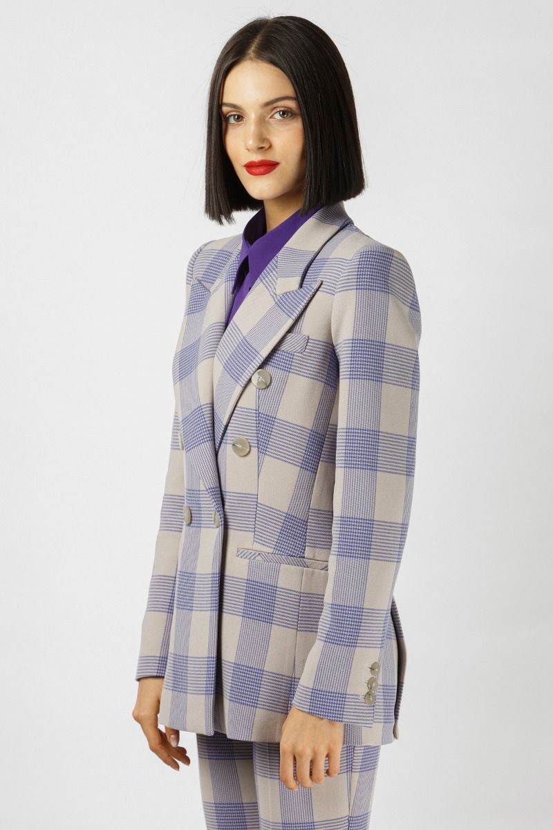 Checked  double-breasted blazer 