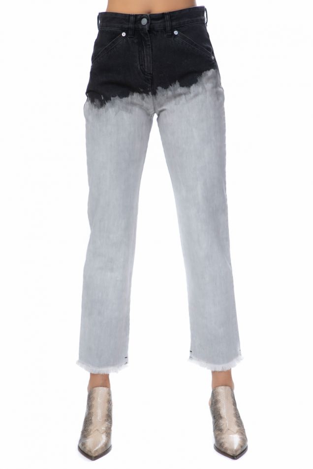 Tie-dyed denim trousers