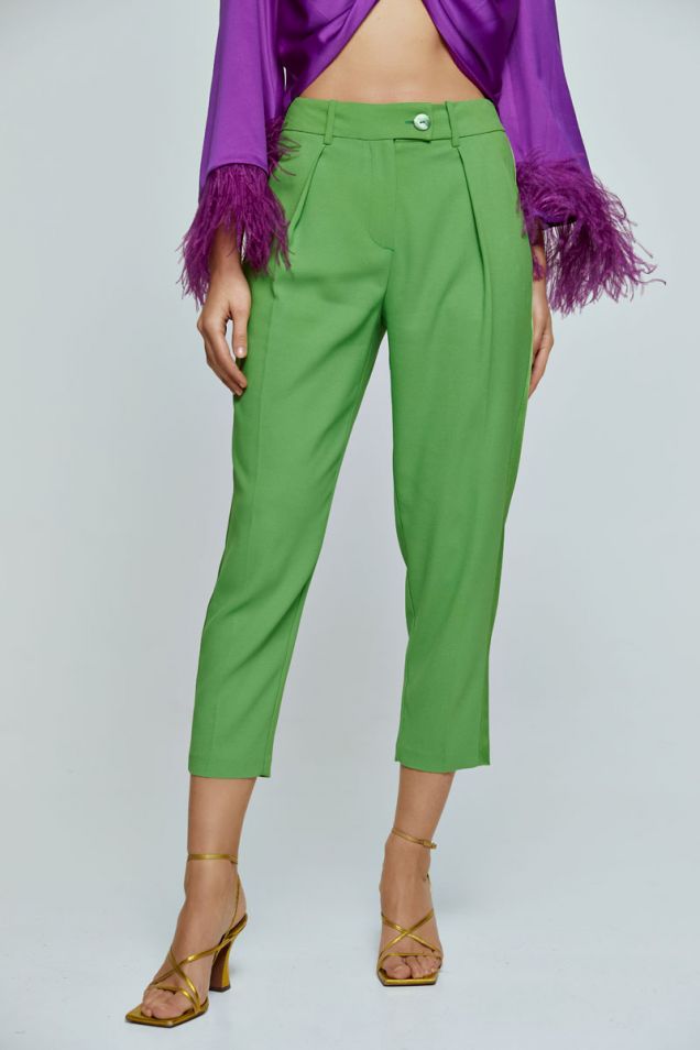 Loose pants with side bands in envers satin 