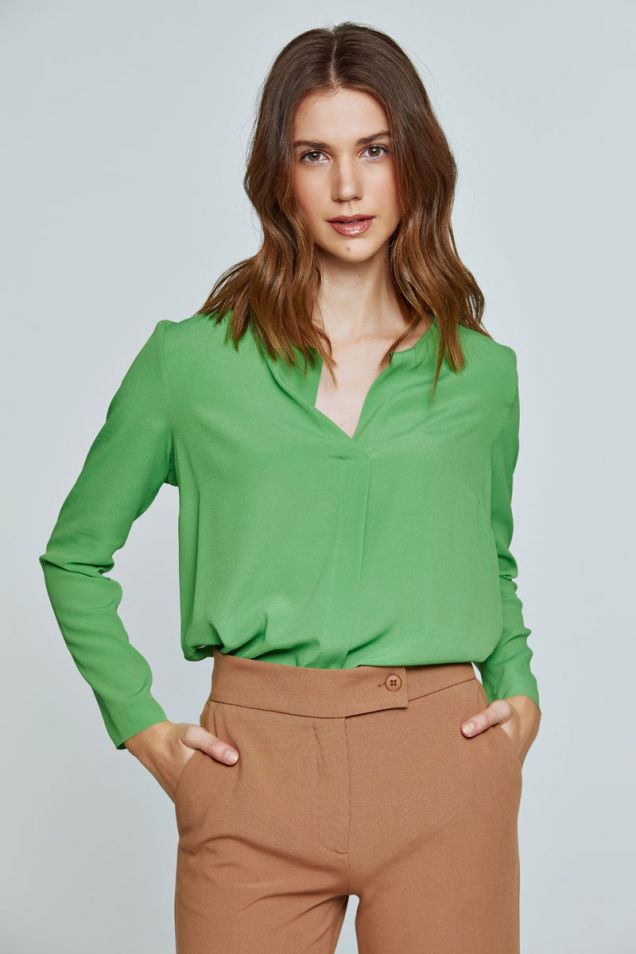 Emerald crepe de chine blouse