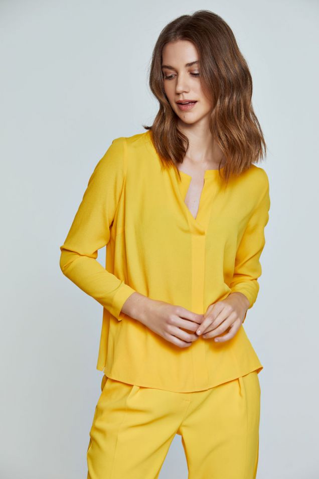 Yellow  crepe de chine blouse 