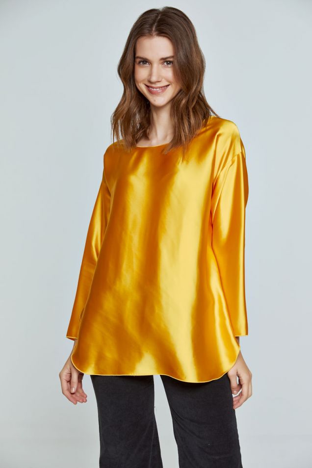 Κίτρινη σατέν μπλούζα 