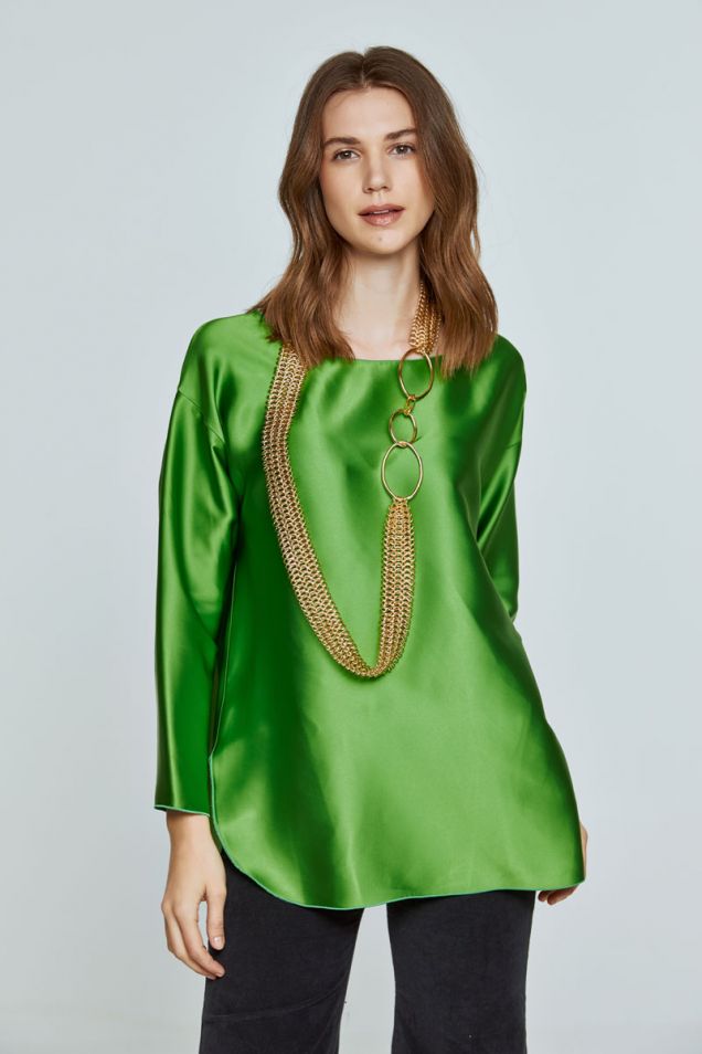 Satin emerald blouse