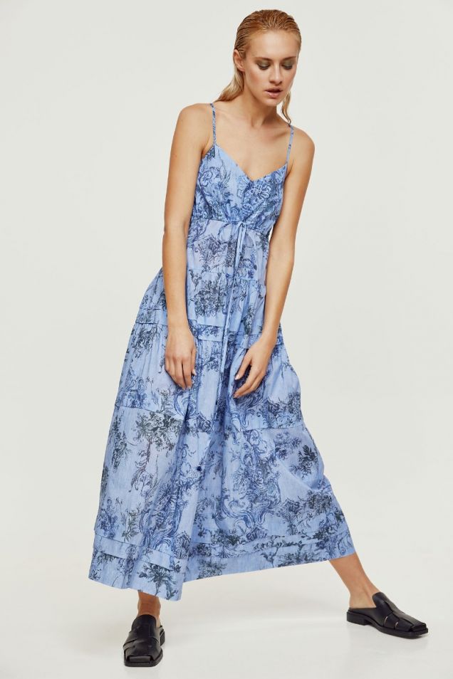 Printed cotton-blend  maxi dress