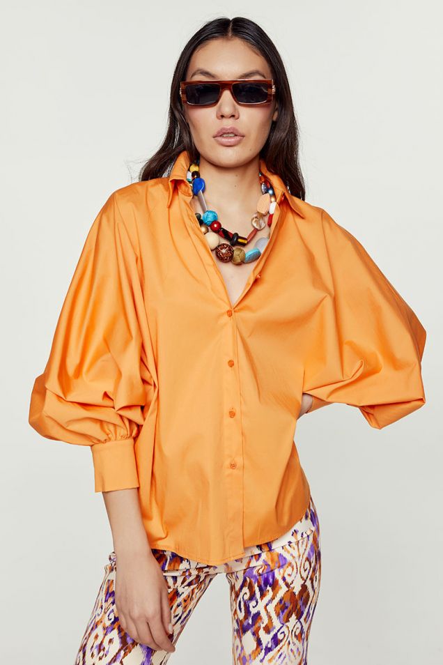Oversized orange poplin shirt 