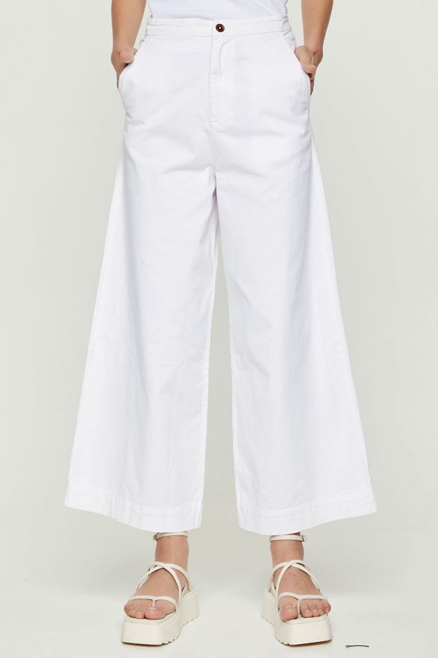 Λευκό wide-leg παντελόνι 