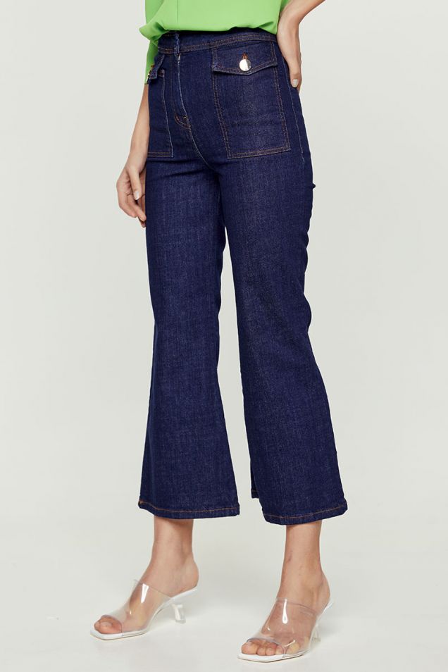 Mid-rise ankle flared denim pants 