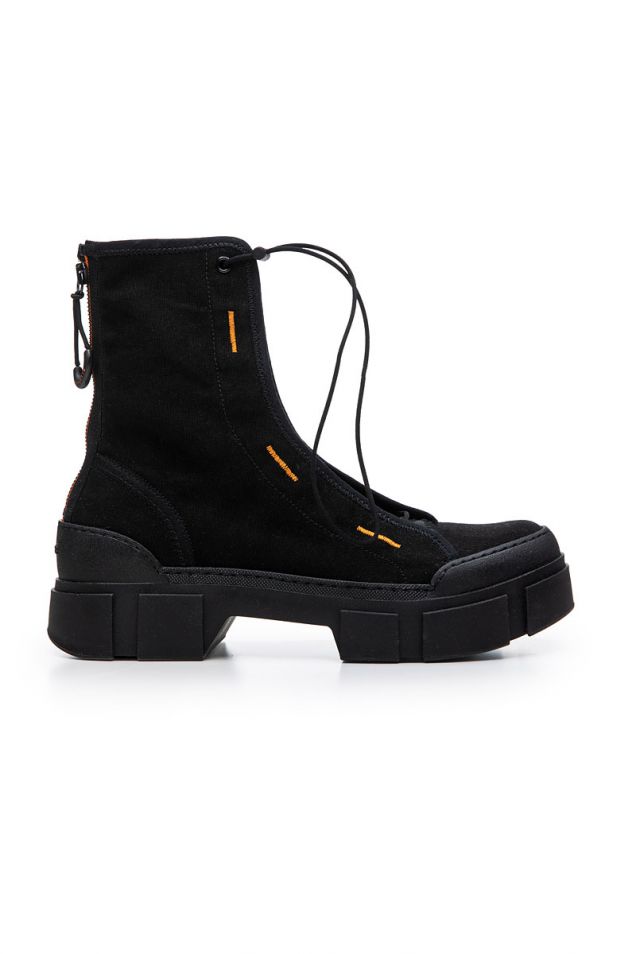Black trek combat boots with zip 