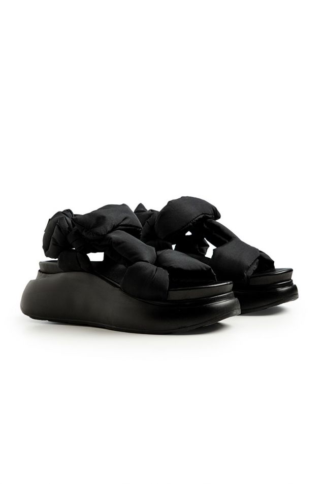 Black padded sandals 