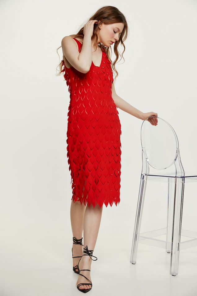 Μίντι φόρεμα σε κόκκινο χρώμα 