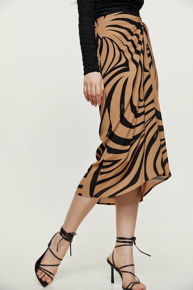 Spiral print knot sarong skirt