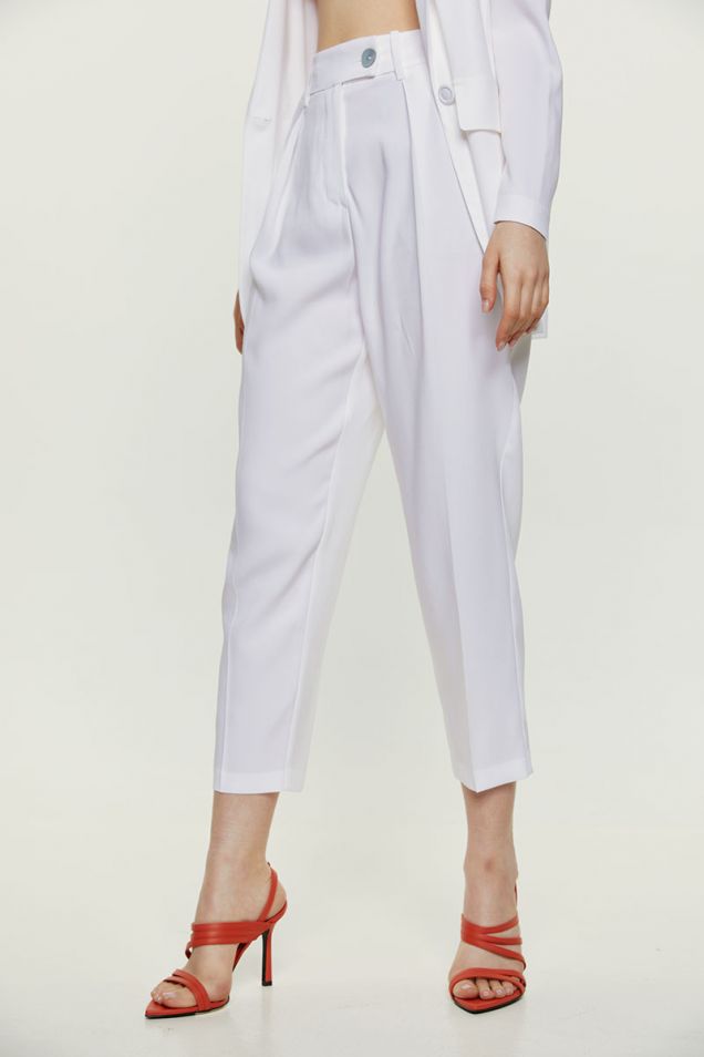 Loose pants with tucks in viscose crepe