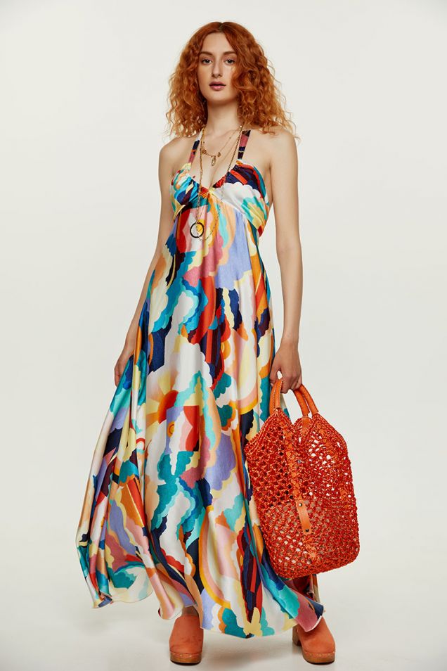 Maxi dress with multicolor prints