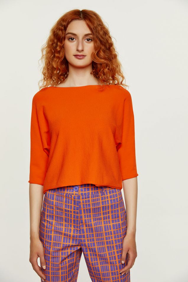 Cropped viscose-knit top