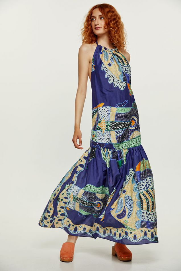 Maxi halterneck dress with open back 