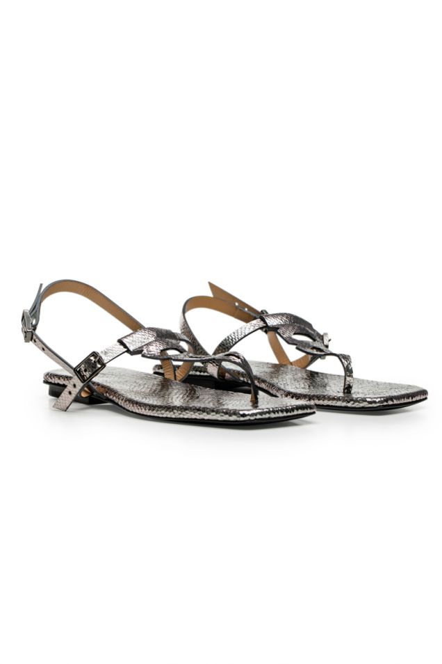 Silver flat sandals