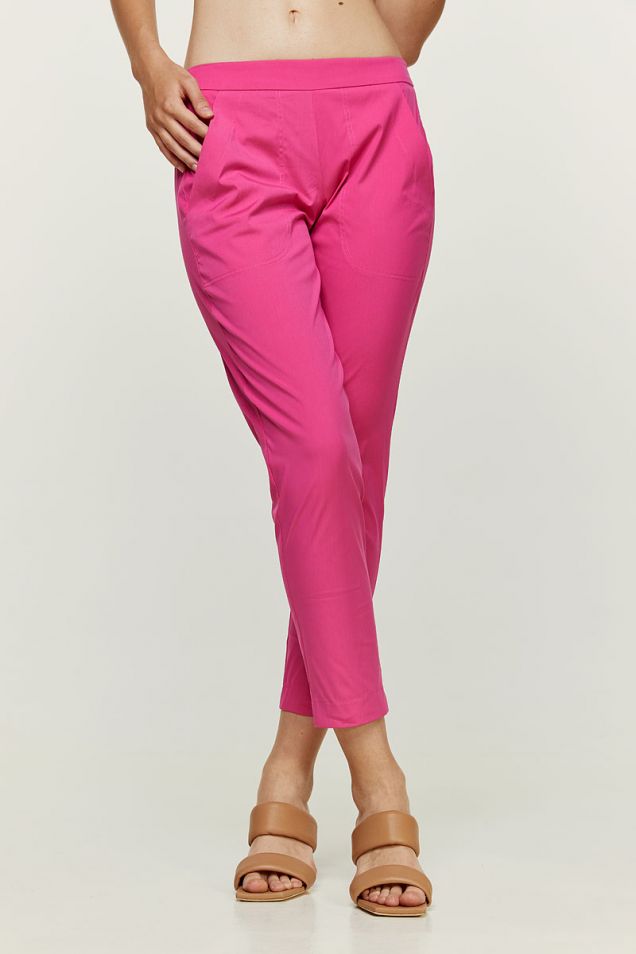 Straight-leg poplin pants in pink