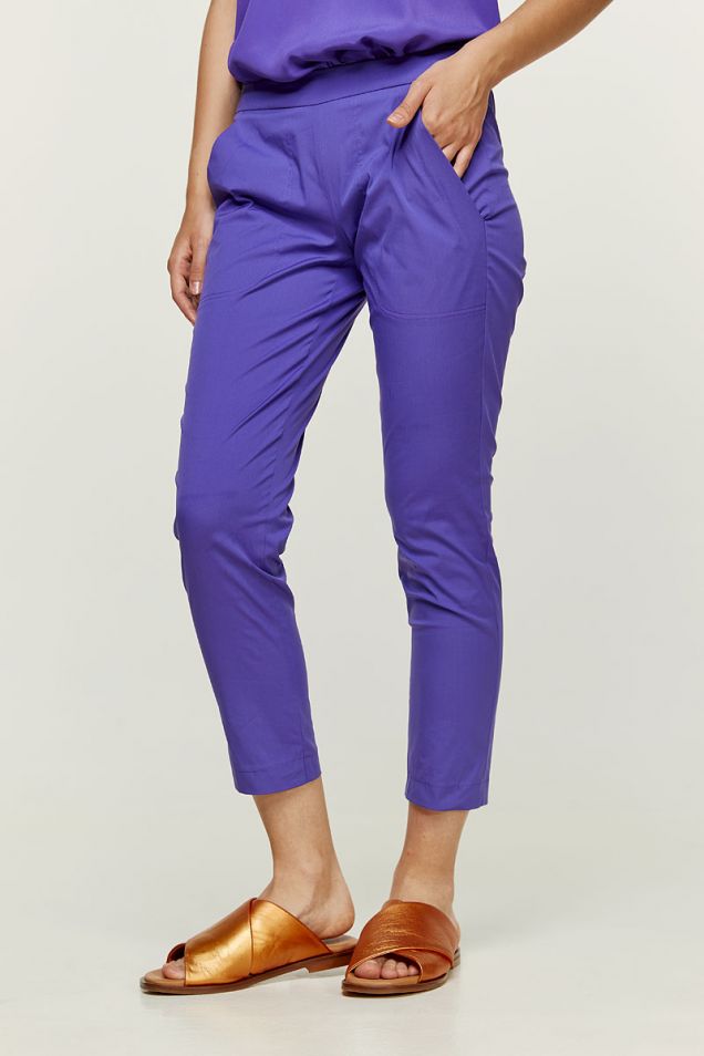 Straight-leg poplin pants in purple