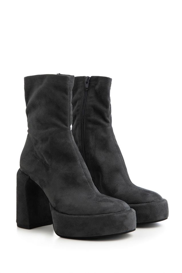 Suede leather platform ankle boots
