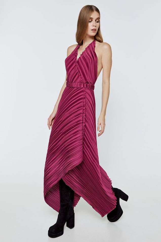 Asymmetric pleated dress