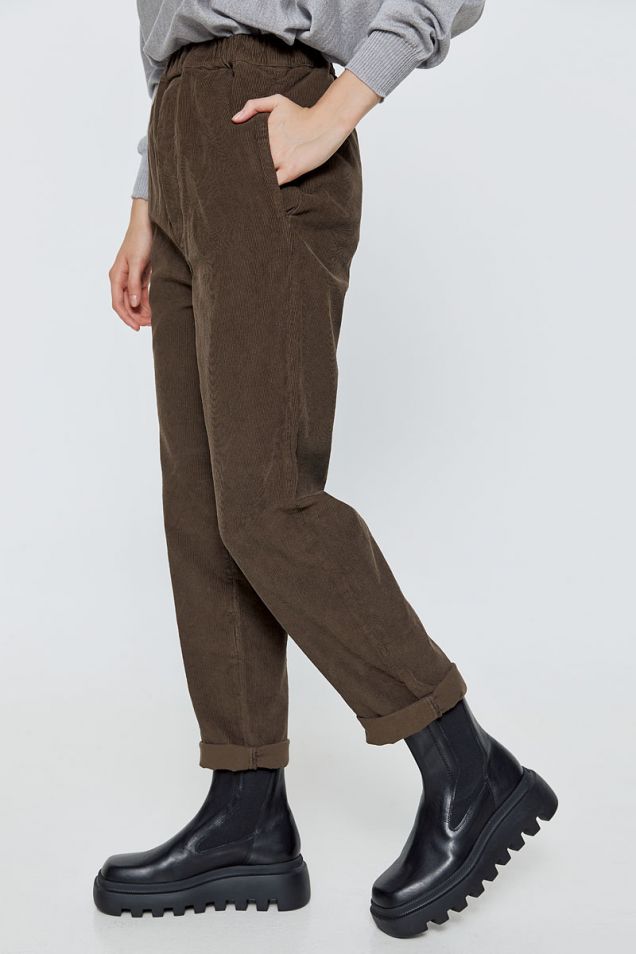 Cotton-blend corduroy tapered pants