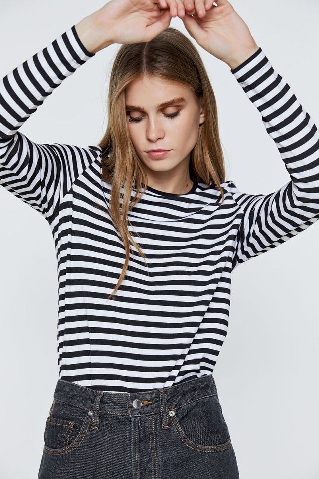 Striped T-shirt in stretchy viscose jersey